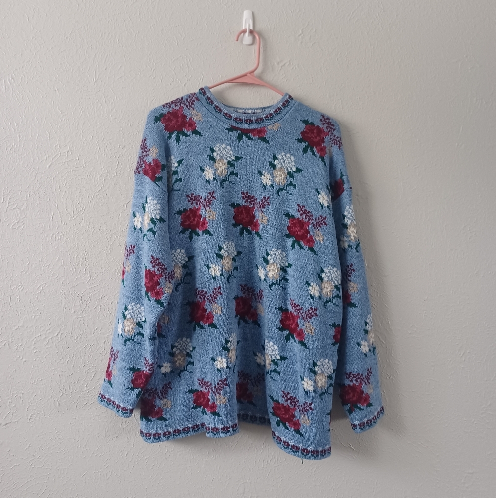 Private Eyes Vintage Floral Pullover Adele Knit Sweater